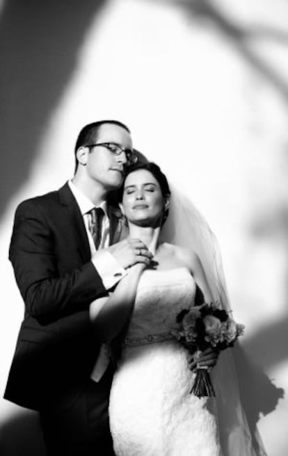 Carolina and James Escudero-Spelling on their wedding day.