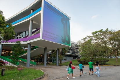 The Ciccillo Matarazzo Pavilion, by Oscar Niemeyer, where the São Paulo Biennial is taking place.