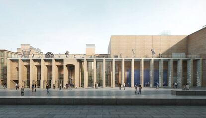 Imatge virtual de la nova façana del Macba al Convent dels Àngels.