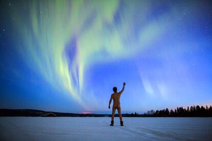 Aurora boreal en el distrito de los lagos, en Finlandia. 