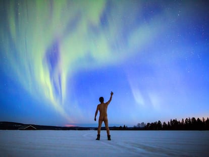 Aurora boreal en el distrito de los lagos, en Finlandia.