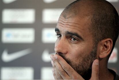 Pep Guardiola, durante la rueda de prensa.