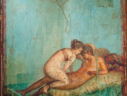 Escena de sexo en un fresco de la Casa del Centenario, en Pompeya.