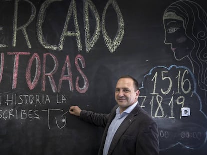 Rubén Martínez, candidato de Unides Podem en las elecciones valencianas, en la sede de Podem de Valencia.