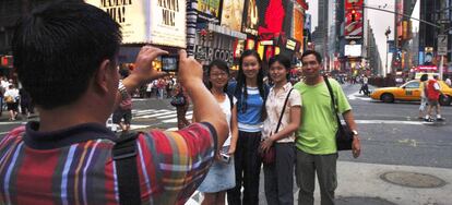 Un grupo de turistas chinos en Nueva York. 