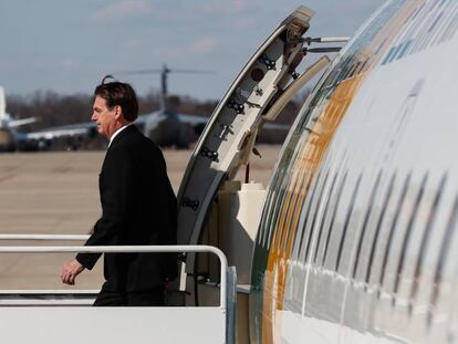 Bolsonaro em sua chegada a Washington para visitar Donald Trump