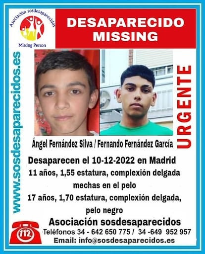 Los menores desaparecidos en Carabanchel (Madrid).