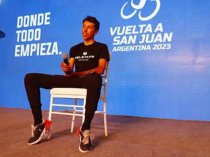 Egan Bernal, en la presentación de la carrera.