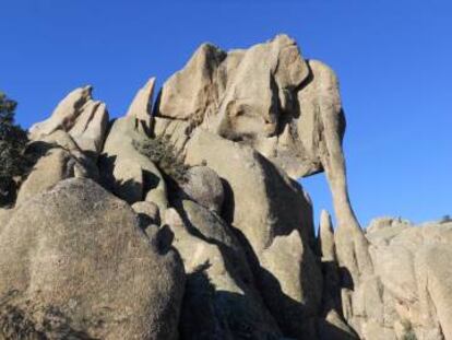 Piedra en forma de elefante en La Pedriza.