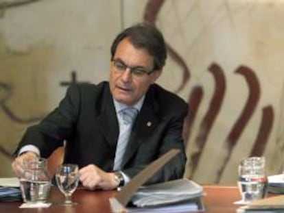 El presidente de la Generalitat, Artur Mas, ayer durante la reunión semanal del gobierno catalán.