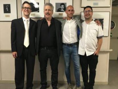 De izquierda a derecha: John Hillman, Garry Schyman, David Rodríguez Cerdán y David García Díaz.