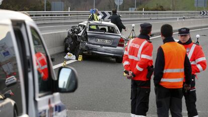 Accidente con dos fallecidos en la autopista AP-8 en Usurbil (Gipuzkoa).