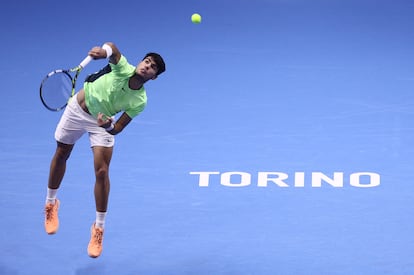 Carlos Alcaraz, durante el partido ante Daniil Medvedev.