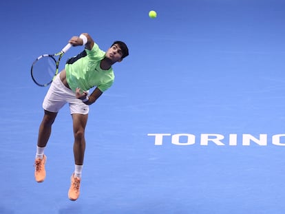 Carlos Alcaraz, durante el partido ante Daniil Medvedev.