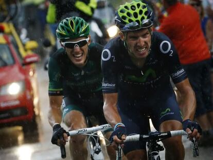 Rui Costa y Pierre Rolland, durante la 19ª etapa del Tour