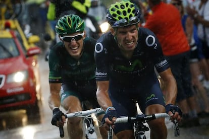 Rui Costa y Pierre Rolland, durante la 19ª etapa del Tour