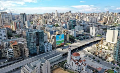 Vista aérea de Beirut tomada el pasado mes de mazo, con las calles vacías por las medidas de confinamiento por la covid-19.
