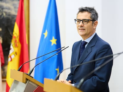 El ministro de la Presidencia, Félix Bolaños, este lunes en Santander.