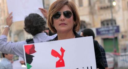 A ativista líbia Salwa Bughagis, dia 10 de maio em Bengasi.