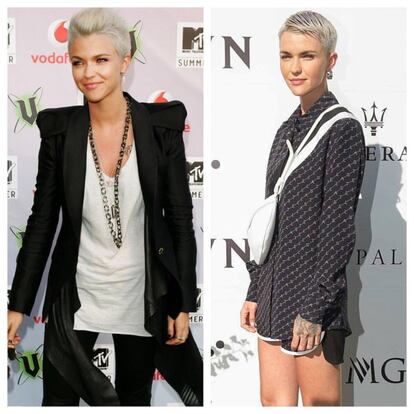 La actriz Ruby Rose señaló el cambio de 'look' que tuvo entre 2009 y 2019. "Me deshice de las hombreras y descubrí el gel", mencionó en su cuenta de Instagram.