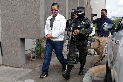 David Castillo, a su llegada a la Suprema Corte de Honduras este lunes. 