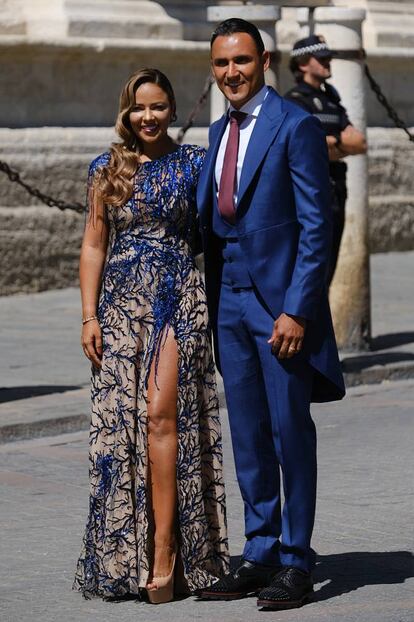 El portero del Real Madrid Keylor Navas y su esposa, Andrea Salas.