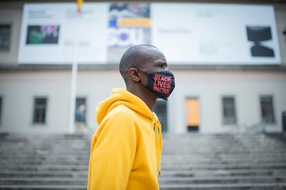 Serigne Mbayé, nuevo miembro de la lista en Madrid por Podemos el 30 de marzo de 2021.