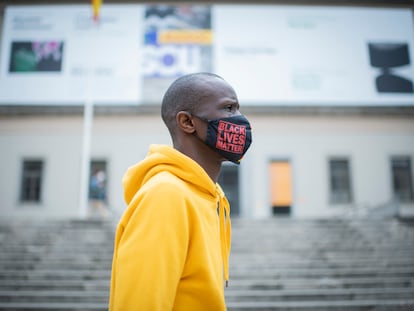 Serigne Mbayé, nuevo miembro de la lista en Madrid por Podemos el 30 de marzo de 2021.