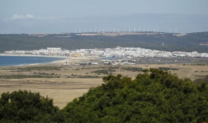 Campo de adiestramiento del Ret&iacute;n. Al fondo, Barbate (C&aacute;diz)