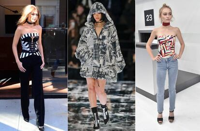 De izquierda a derecha, la modelo Gigi Hadid, la cantante Rihanna y la actriz Lily-Rose Depp.