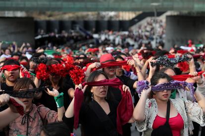 Manifestación por el Día Nacional contra el Femicidio en Santiago de Chile