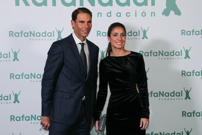 Rafa Nadal y Mery Perelló, en la cena por el 10º aniversario de la fundación del tenista, celebrada el 18 de noviembre en el Consulado italiano en Madrid.