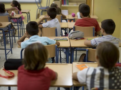 Alumnos de Primaria en un aula de un colegio de Sevilla.