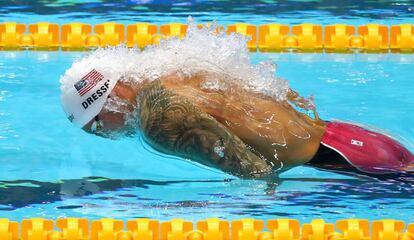 Caeleb Dressel durante la semifinal de 100 mariposa.