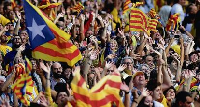 Manifestaci&oacute;n de la Diada de 2013 en el paseo de Gracia de Barcelona.