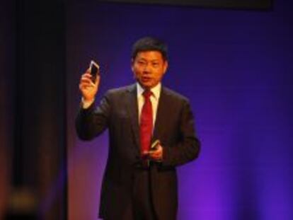 Richard Yu, consejero delegado del negocio de Consumo de Huawei, durante la presentaci&oacute;n la semana pasada del smartphones m&aacute;s delgado del mundo, el Ascend P6.