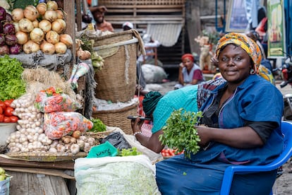 Albertine en el mercado de Virunga, en Goma. 