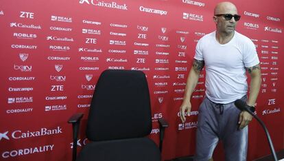 Sampaoli, durante su comparecencia en la rueda de prensa. 