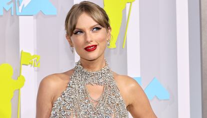 Taylor Swift a su llegada a los 2022 MTV VMAs.