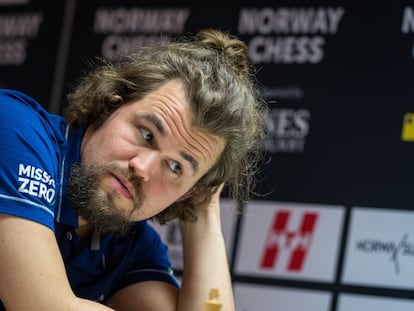 Magnus Carlsen, durante el torneo de partidas rápidas en Stavanger (Noruega), previo al de la modalidad clásica, en una imagen de @Norway Chess