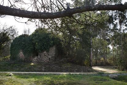 Ruinas del horno de la tejera tradicional que funcionó en la parroquia de Oeste (Catoira).