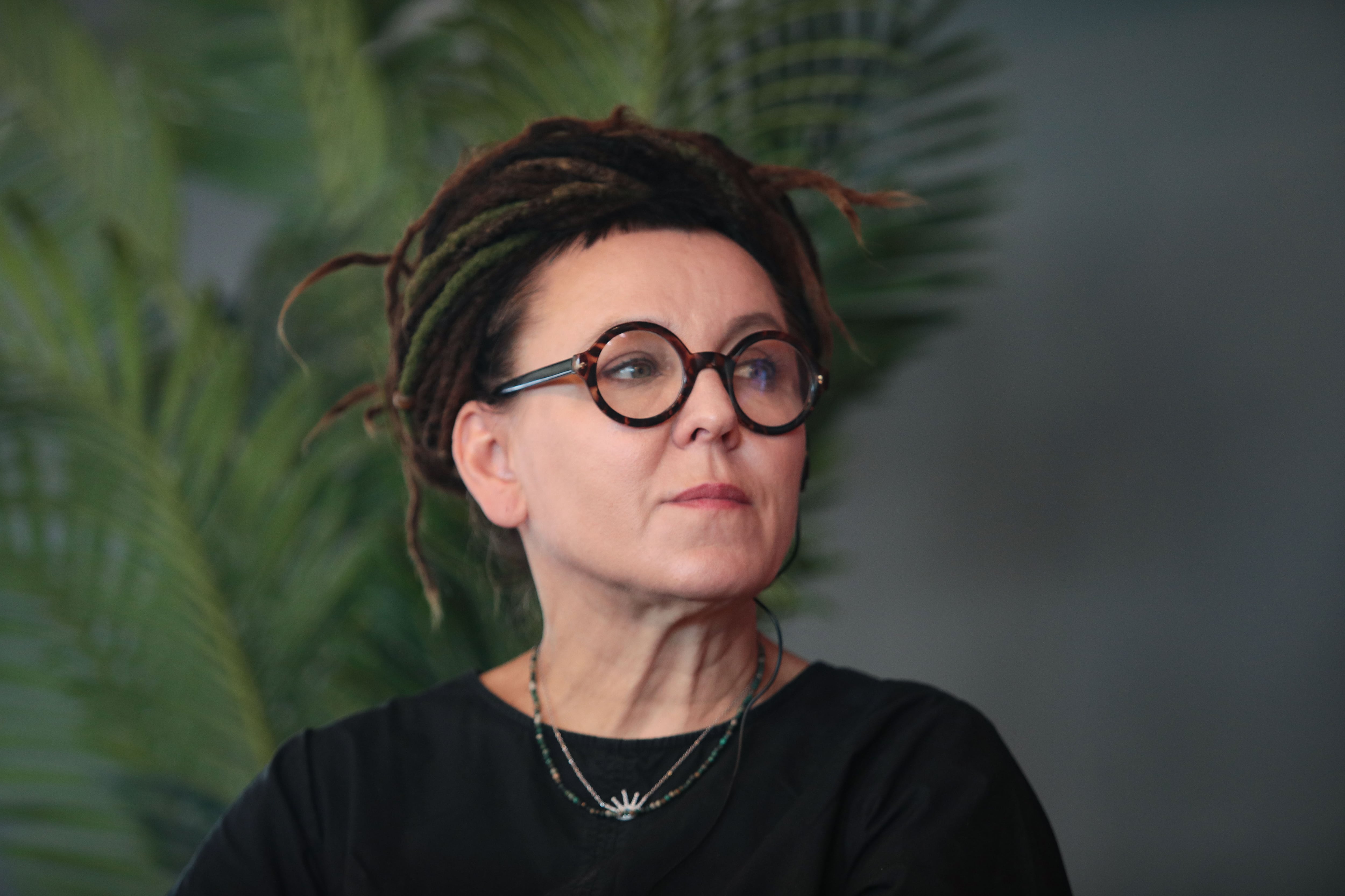 La autora polaca, premio Nobel de Literatura 2018, minutos previos a su conferencia de prensa en el CCCB de Barcelona.