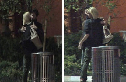 Keanu Reeves y Charlize Theron a la salida de un restaurante de Los Ángeles el 3 de mayo de 2010