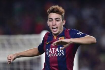 Munir celebra un gol.