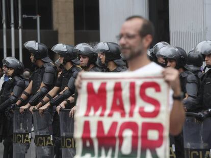Manifestação pelo Fora Temer neste domingo em São Paulo.