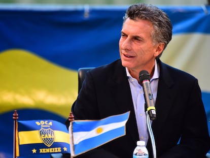 Mauricio Macri durante un evento en su honor en el estadio Alberto J Armando, casa de Boca Juniors, en diciembre de 2015.