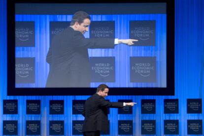 El primer ministro británico, David Cameron, durante su intervención ayer en el Foro Económico de Davos.