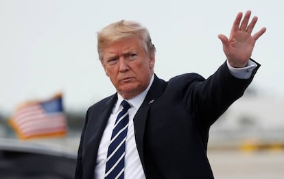 Donald Trump, a su llegada a Florida.
