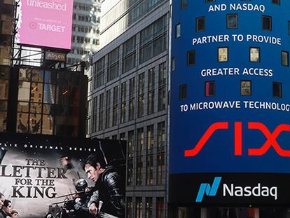 Panel del Nasdaq, en Times Square, Nueva York.