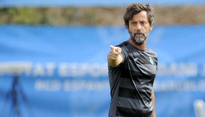 Quique S&aacute;nchez Flores, en un entrenamiento del Espanyol. 